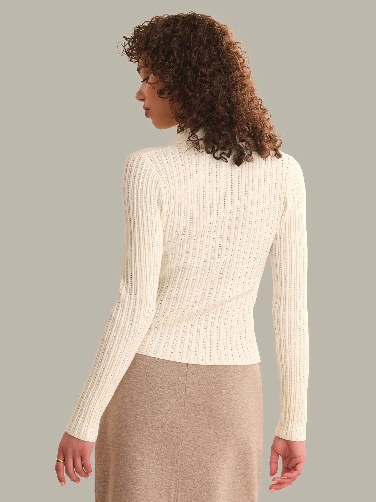 Tabitha Crochet Collar Long Sleeve Henley sold by 525 America product image thumbnail 3