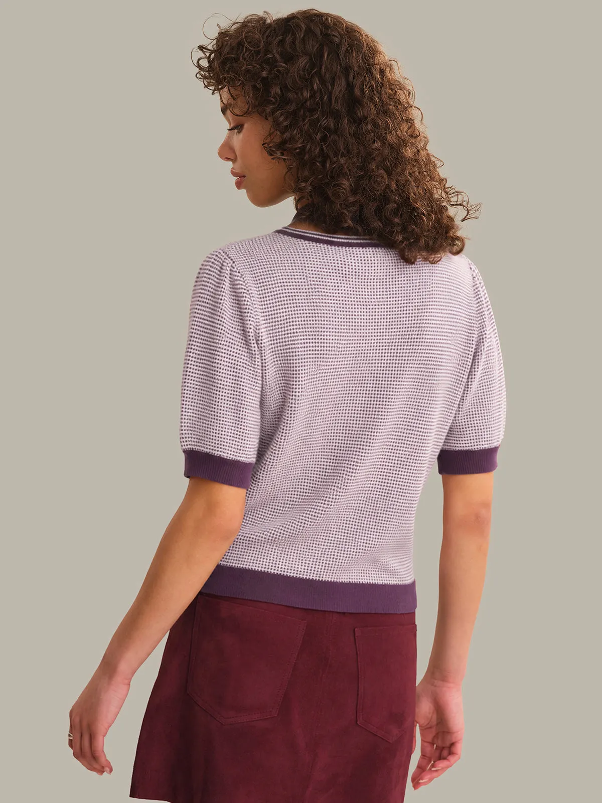 Grayson Tweed Like Puff Sleeve Henley sold by 525 America product image thumbnail 3