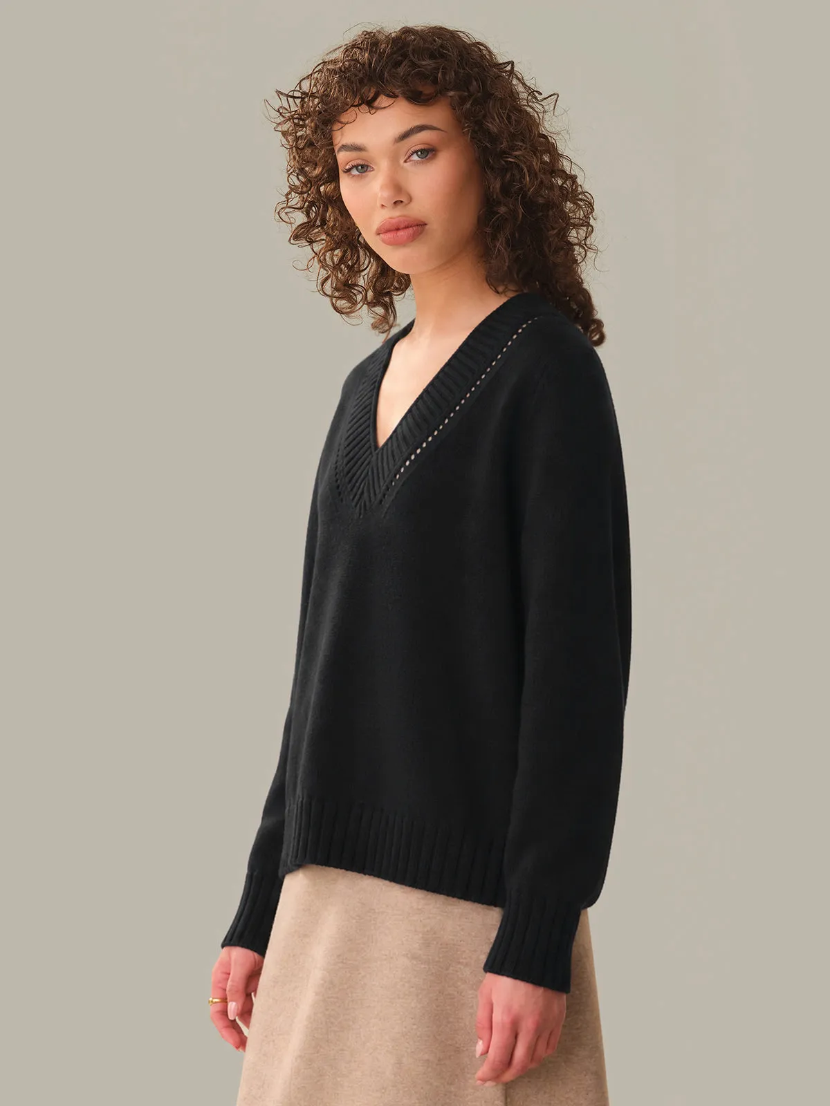 Virginia Vneck Pullover With Pointelle Details sold by 525 America product image thumbnail 2