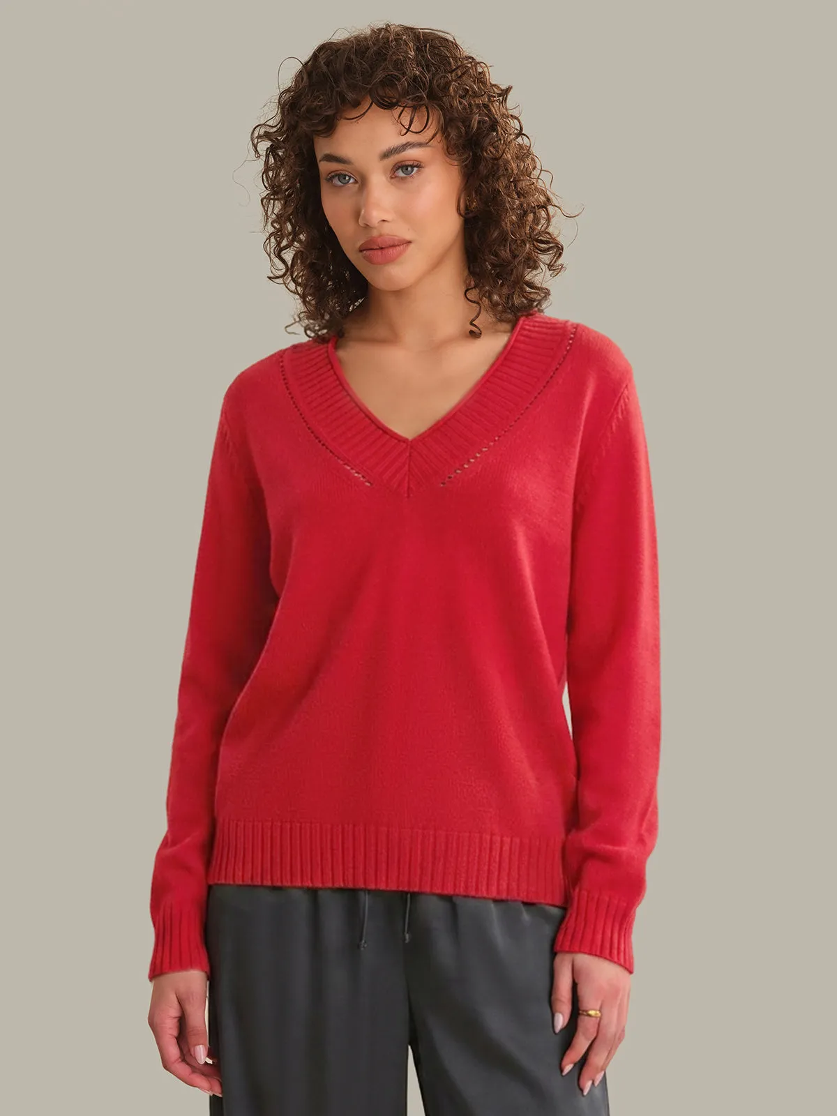 Virginia Vneck Pullover With Pointelle Details sold by 525 America