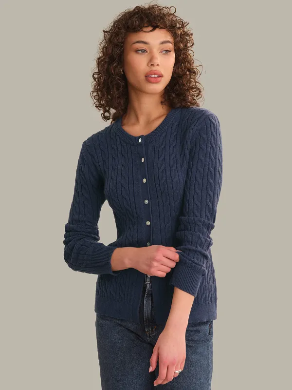 Juliette Cable Split Hem Cardigan made by 525 America