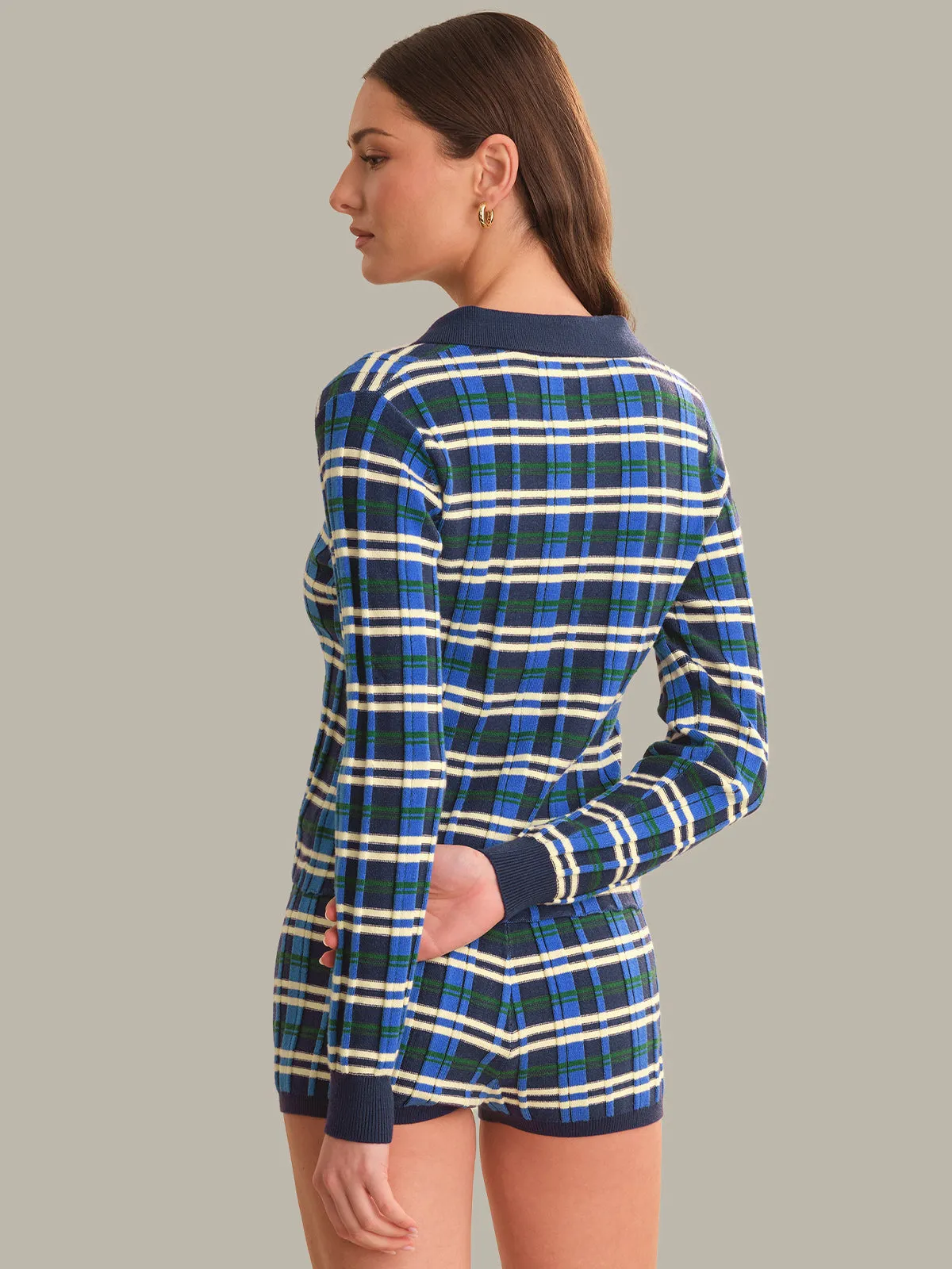 Sienna Plaid Rib Polo Top sold by 525 America product image thumbnail 3