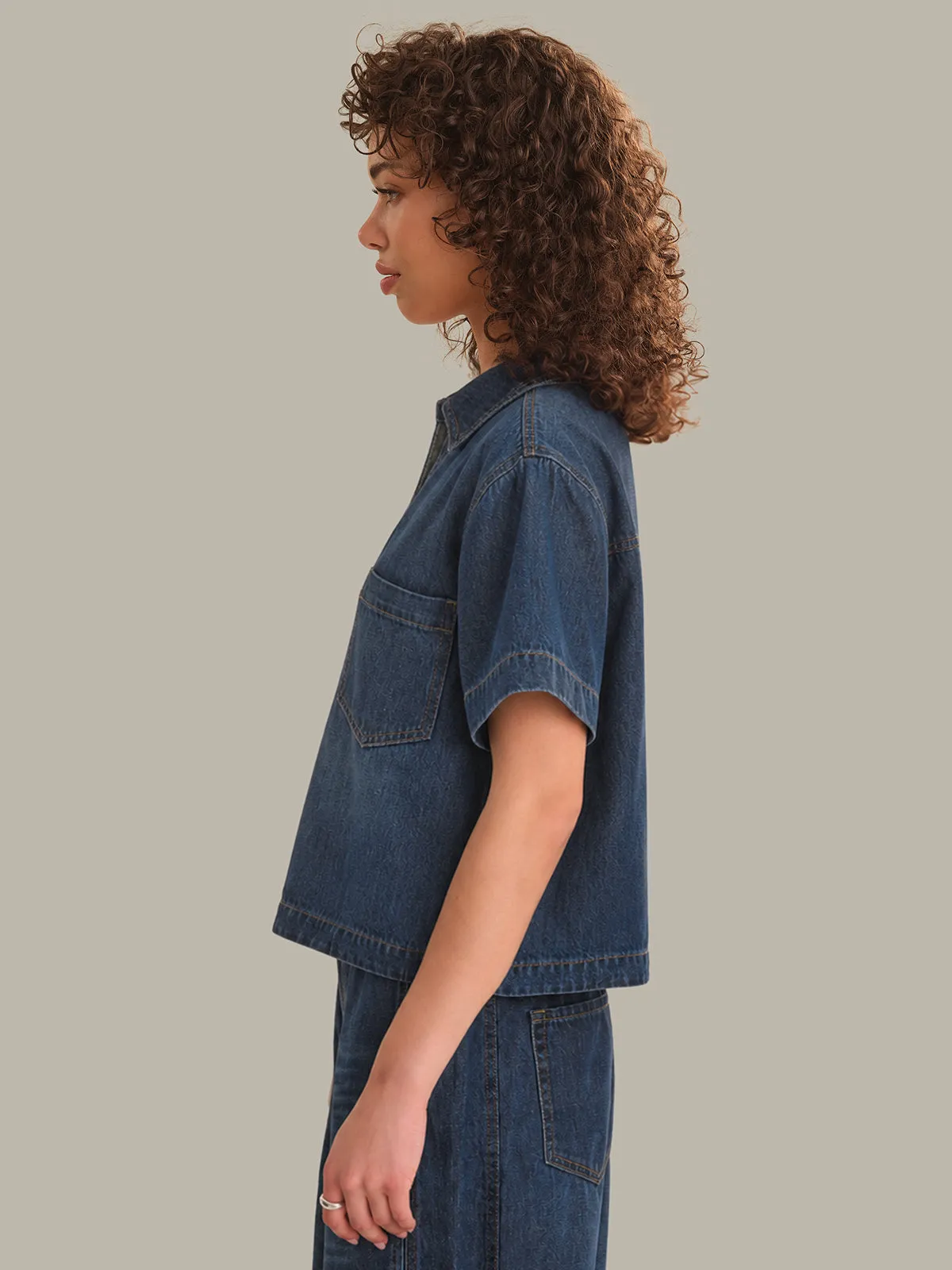 Arianna: Denim Popover Top sold by 525 America product image thumbnail 2
