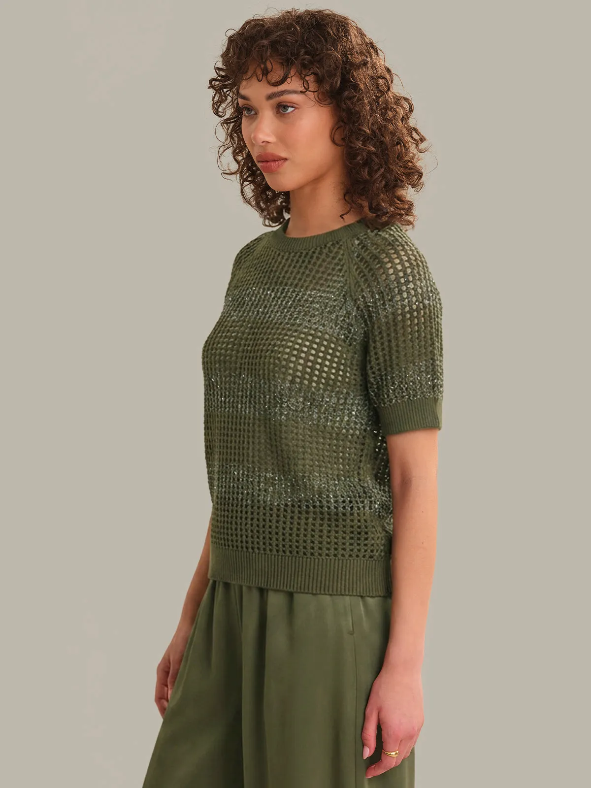 Alanna: Open Stitch Short Sleeve Sweater sold by 525 America product image thumbnail 2