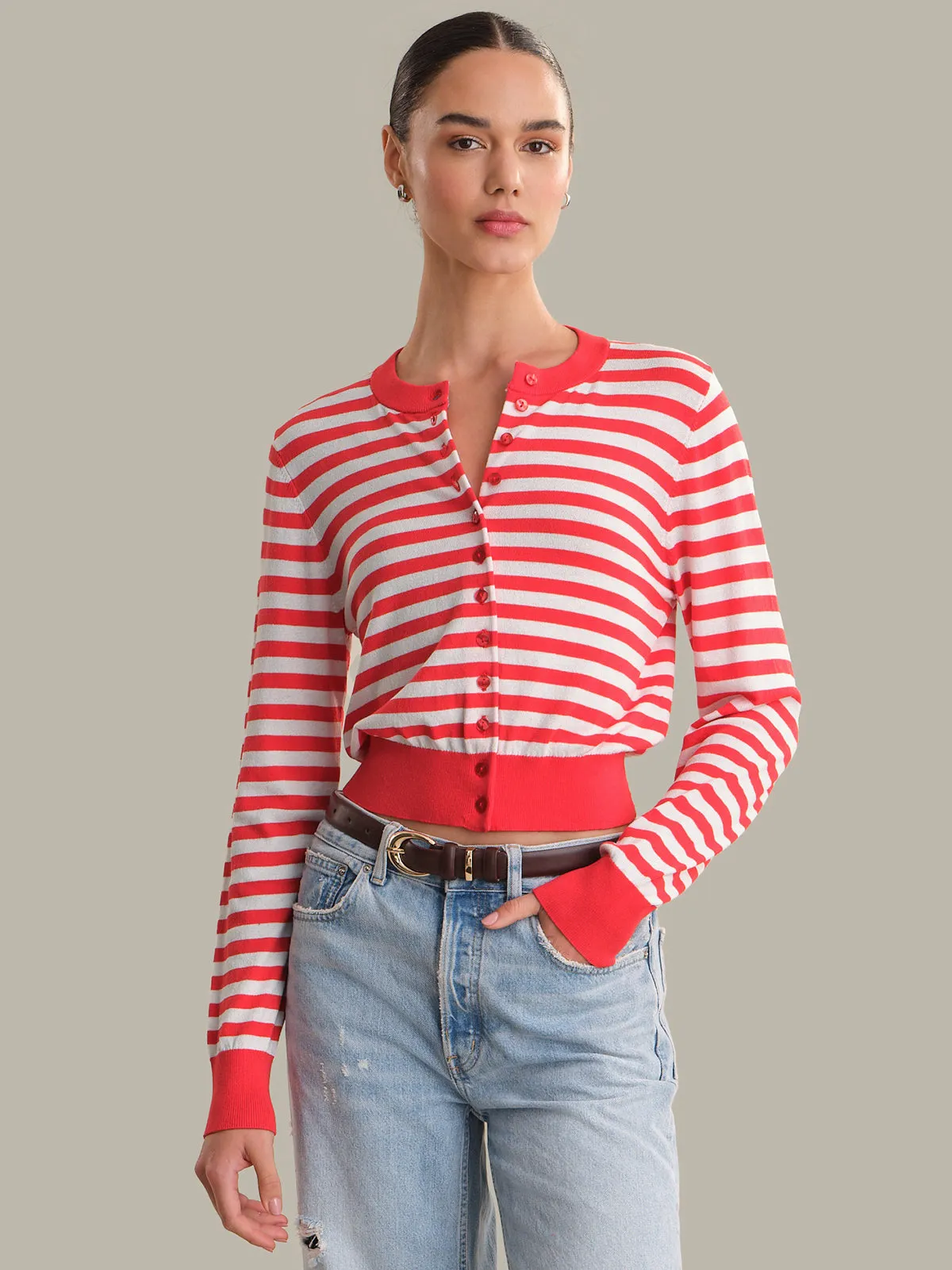 Jordan: Striped Cropped Cardigan sold by 525 America
