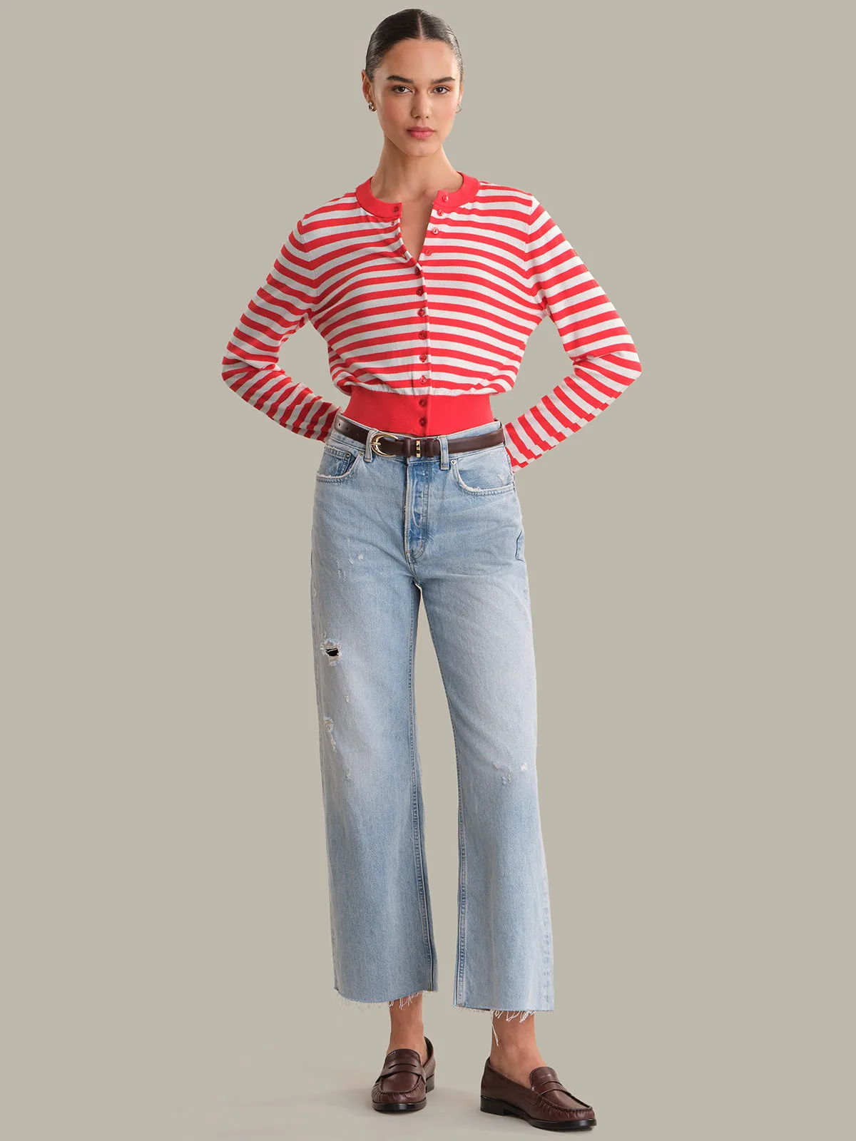 Jordan: Striped Cropped Cardigan sold by 525 America product image thumbnail 5