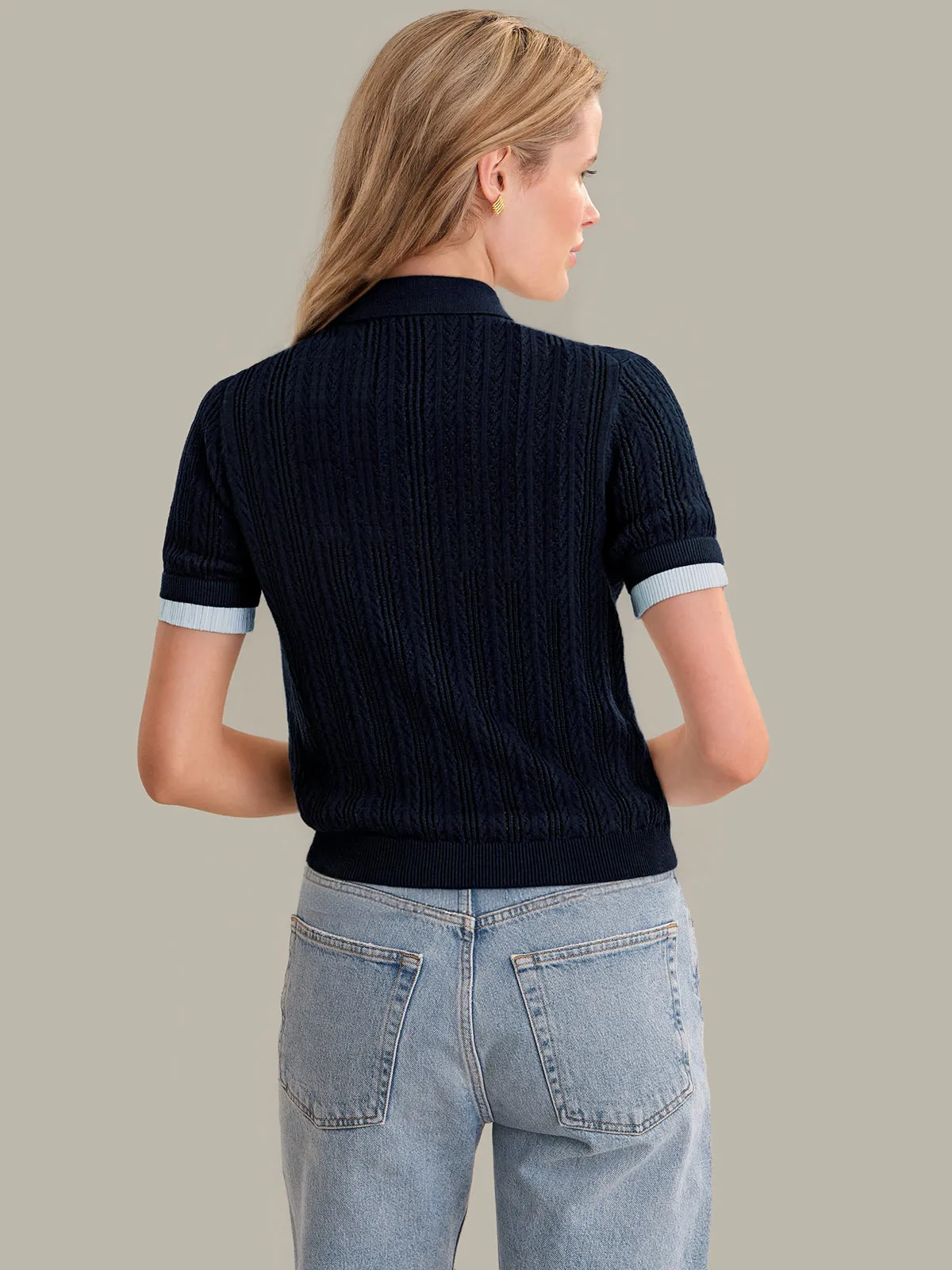Cassia: Pointelle Knit Polo sold by 525 America product image thumbnail 3