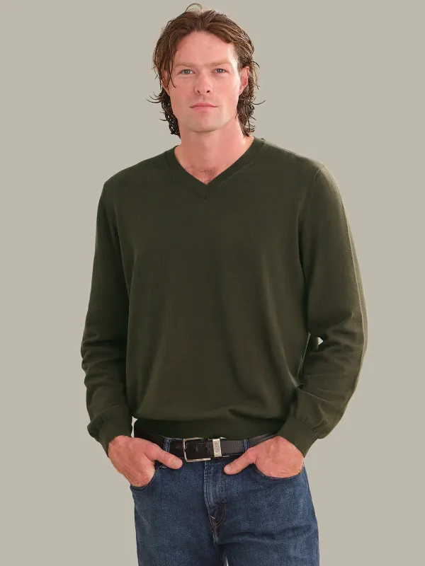 Grant: Men's Cotton V-Neck Sweater made by 525 America