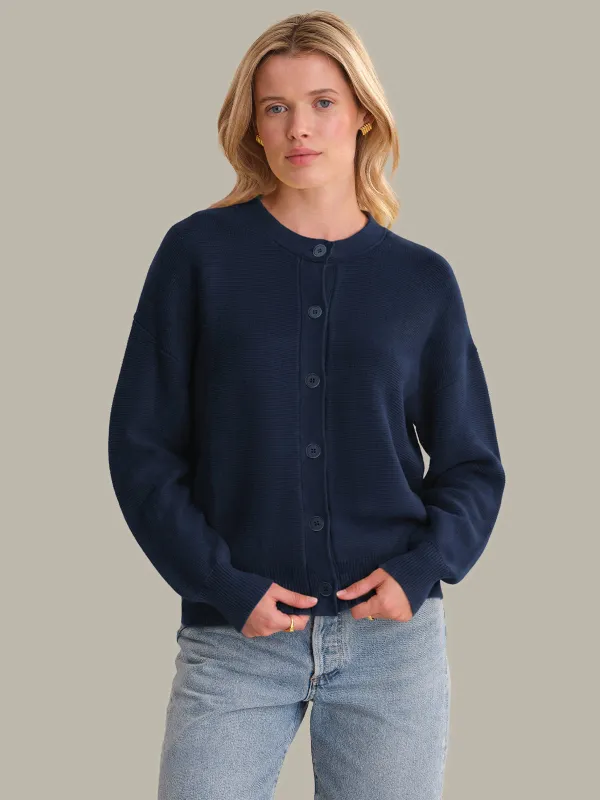 Emy: Crewneck Cotton Cardigan made by 525 America