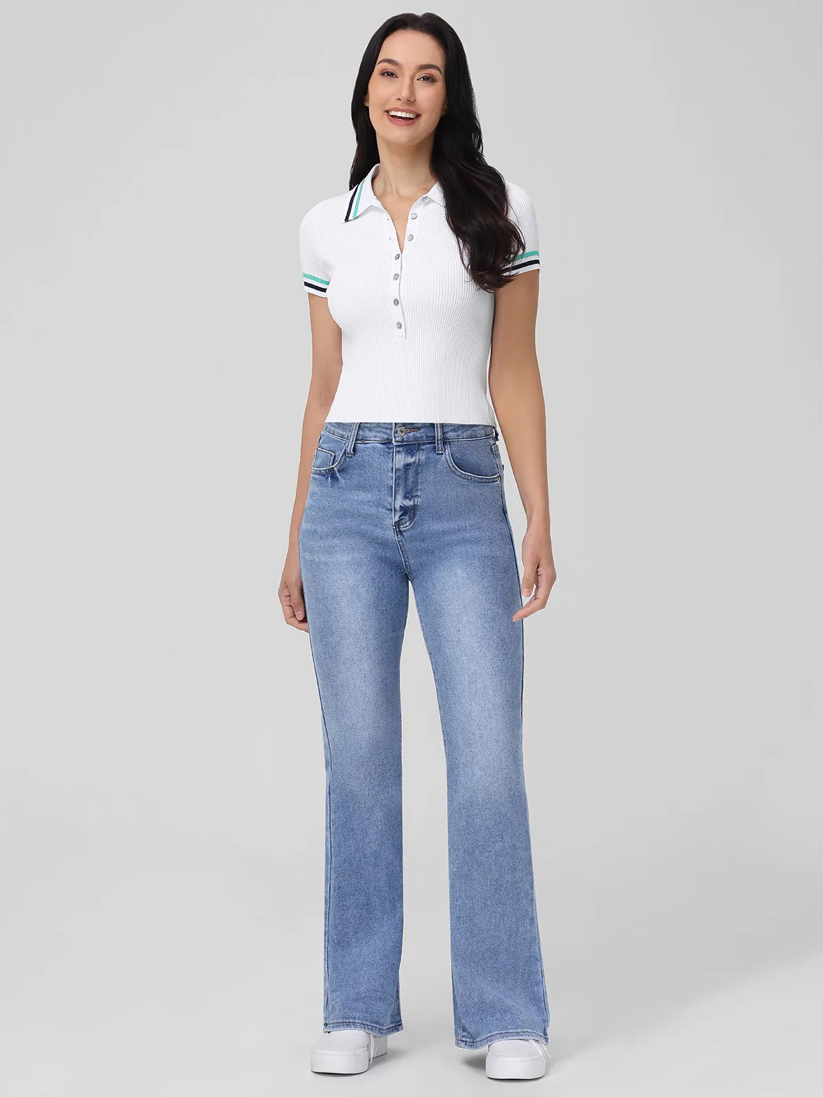 Millie: Tipped Polo Short Sleeve Sweater sold by 525 America product image thumbnail 5