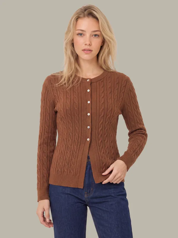 Juliette Cable Split Hem Cardigan made by 525 America