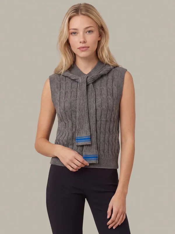 Martha Faux Over The Shoulder Cable Shell made by 525 America