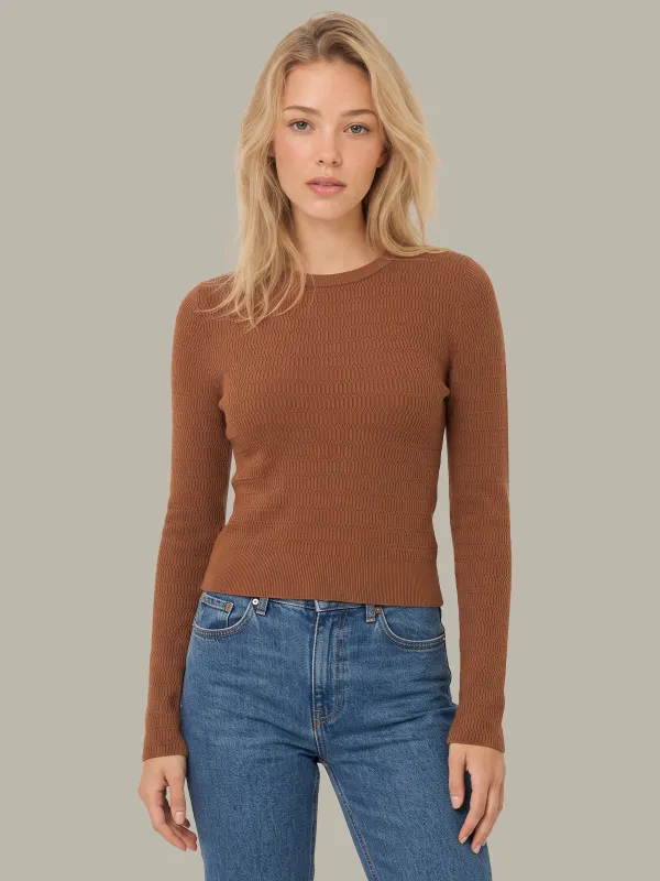 Leni Novelty Rib Ls Crewneck made by 525 America