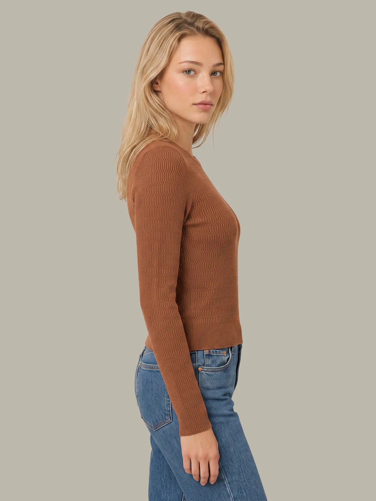 Leni Novelty Rib Ls Crewneck sold by 525 America product image thumbnail 2