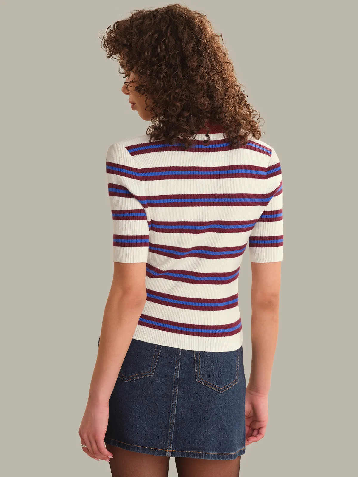 Imogen Rib Stripe Fitted Polo sold by 525 America product image thumbnail 3