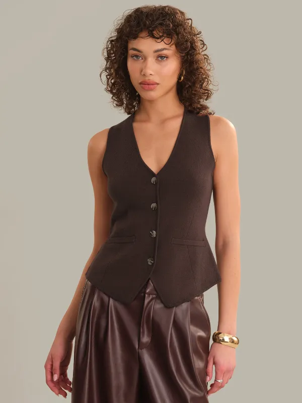 Tinsley Tailored Button Sweater Vest made by 525 America