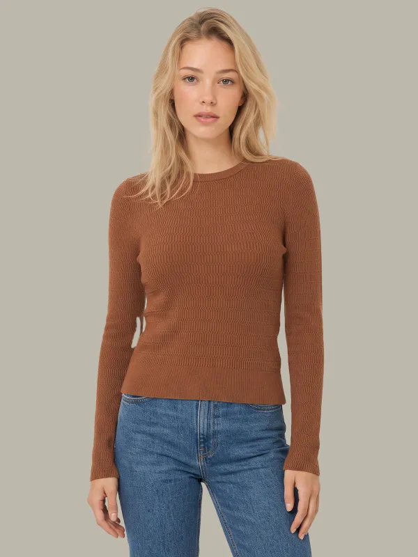 Leni Novelty Rib Crewneck made by 525 America