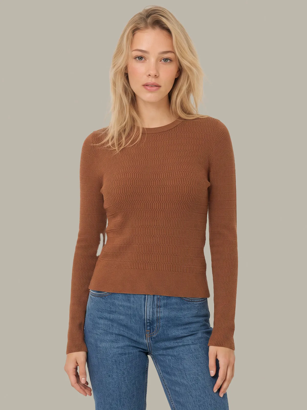 Leni Novelty Rib Crewneck sold by 525 America