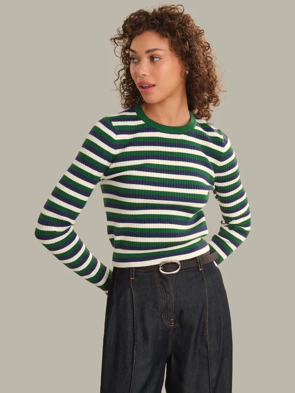 Callum Stripe Rib Crewneck made by 525 America