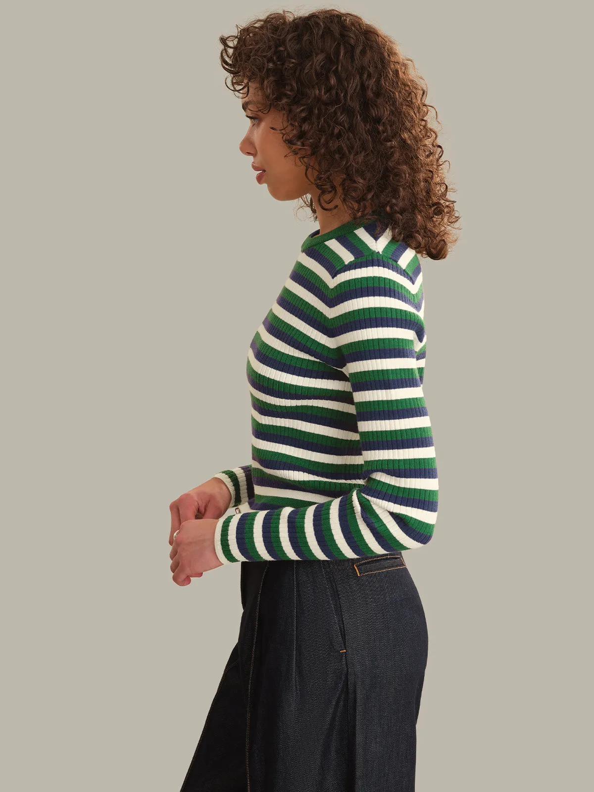 Callum Stripe Rib Crewneck sold by 525 America product image thumbnail 2