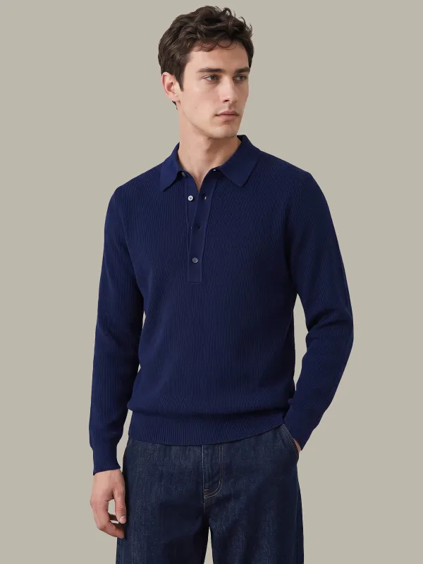 Jacob: Cotton Long Sleeve Knit Polo made by 525 America