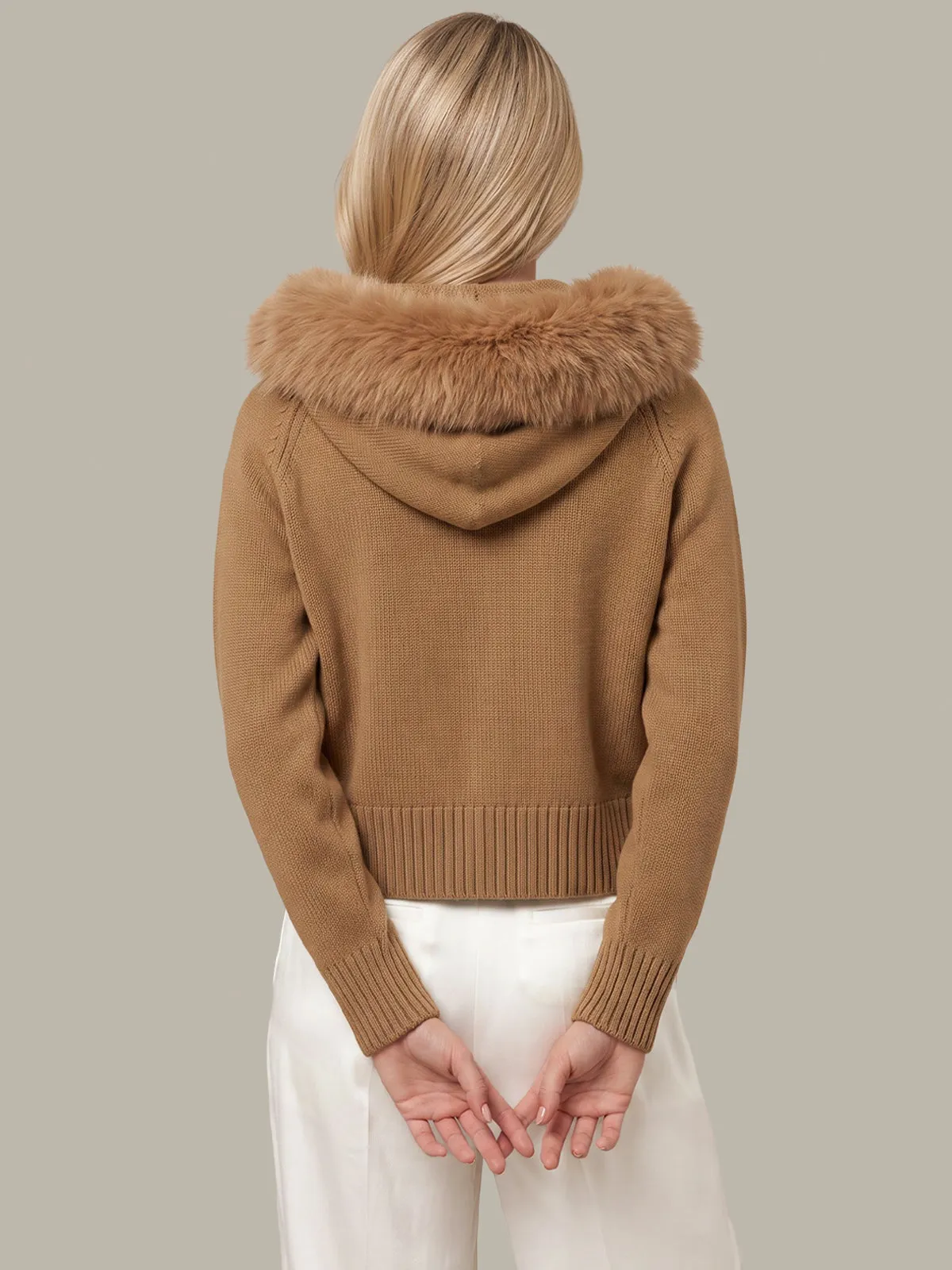 Bella: Cashmere Blend Faux-Fur Collared Cardigan sold by 525 America product image thumbnail 3