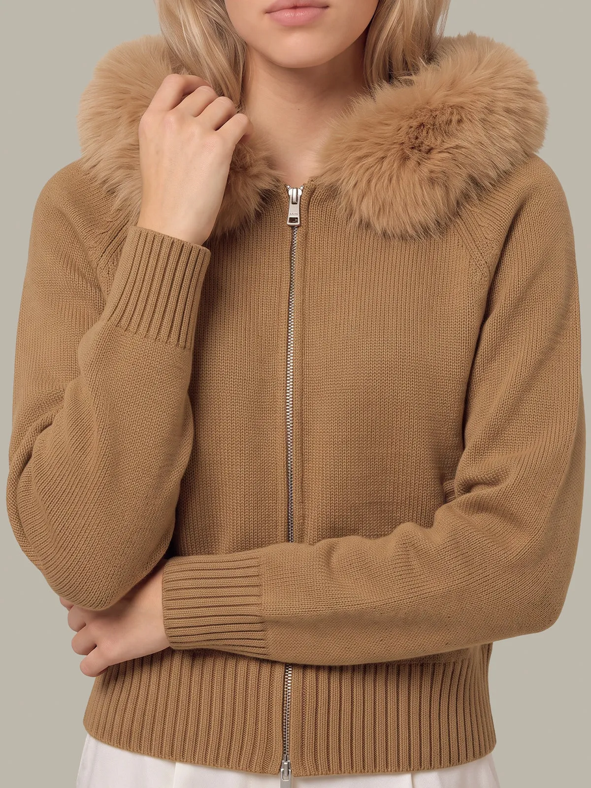 Bella: Cashmere Blend Faux-Fur Collared Cardigan sold by 525 America product image thumbnail 4