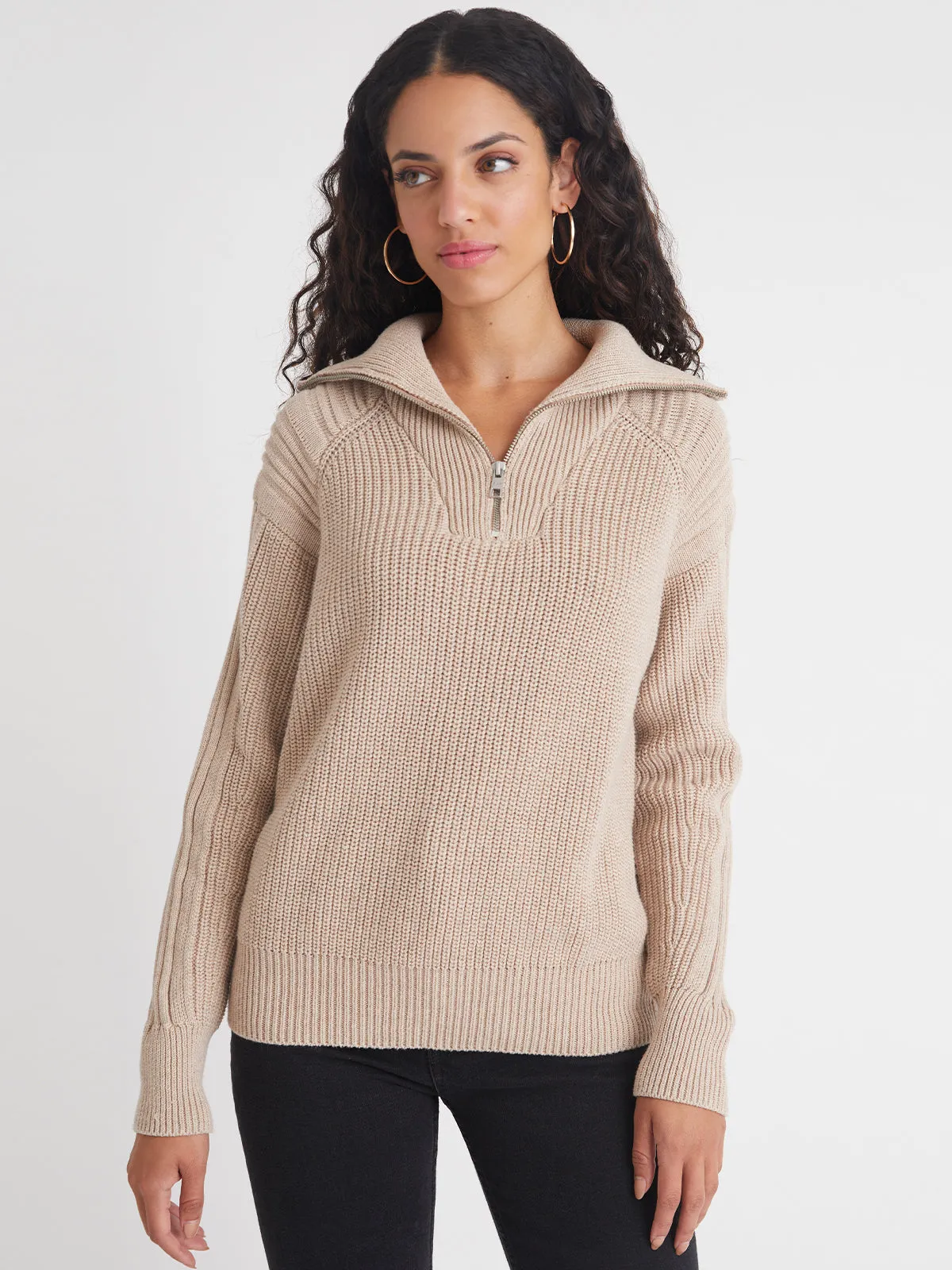 Nina: 100% Cotton 3/4 Zip Sweater sold by 525 America