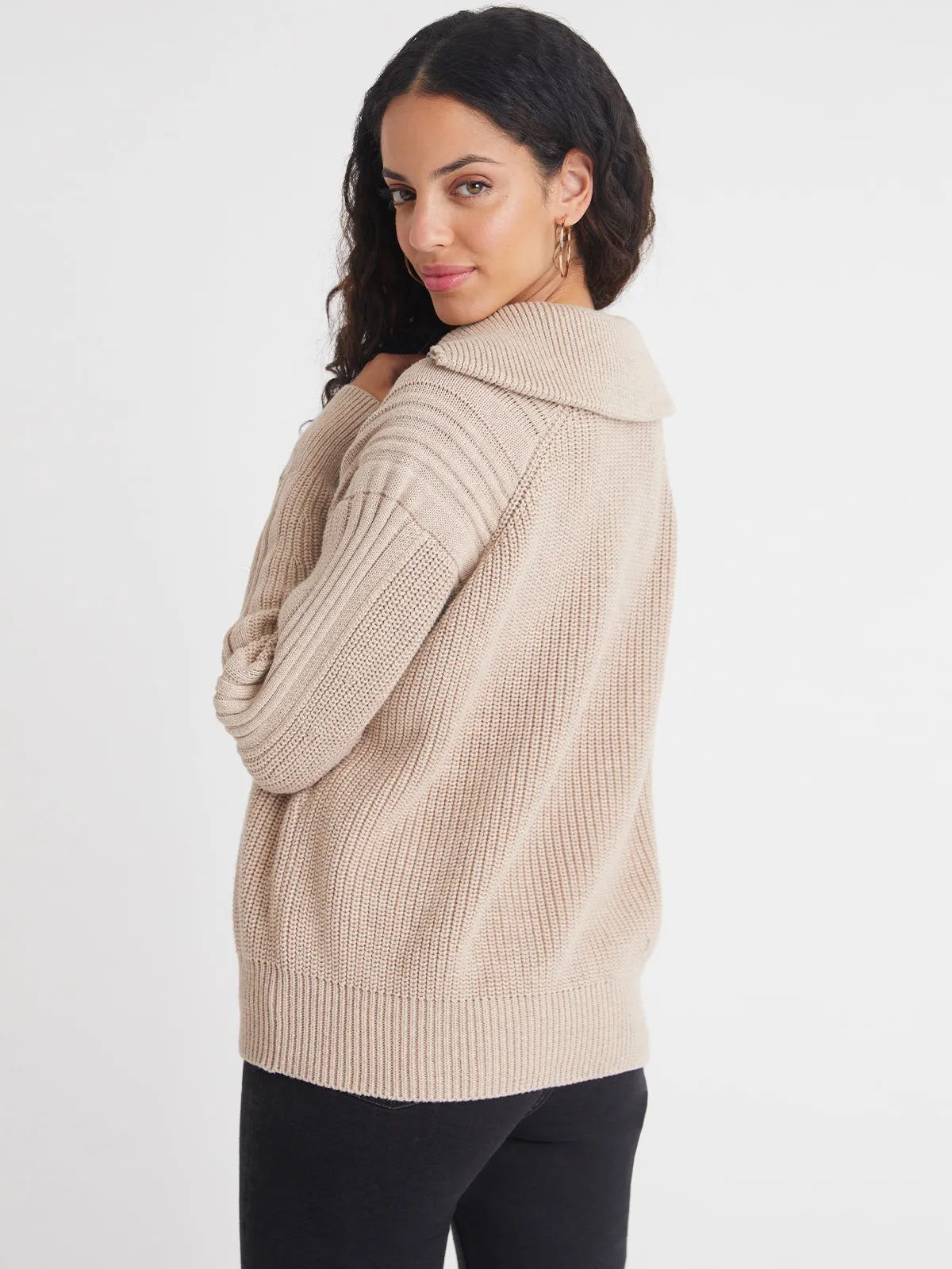 Nina: 100% Cotton 3/4 Zip Sweater sold by 525 America product image thumbnail 2