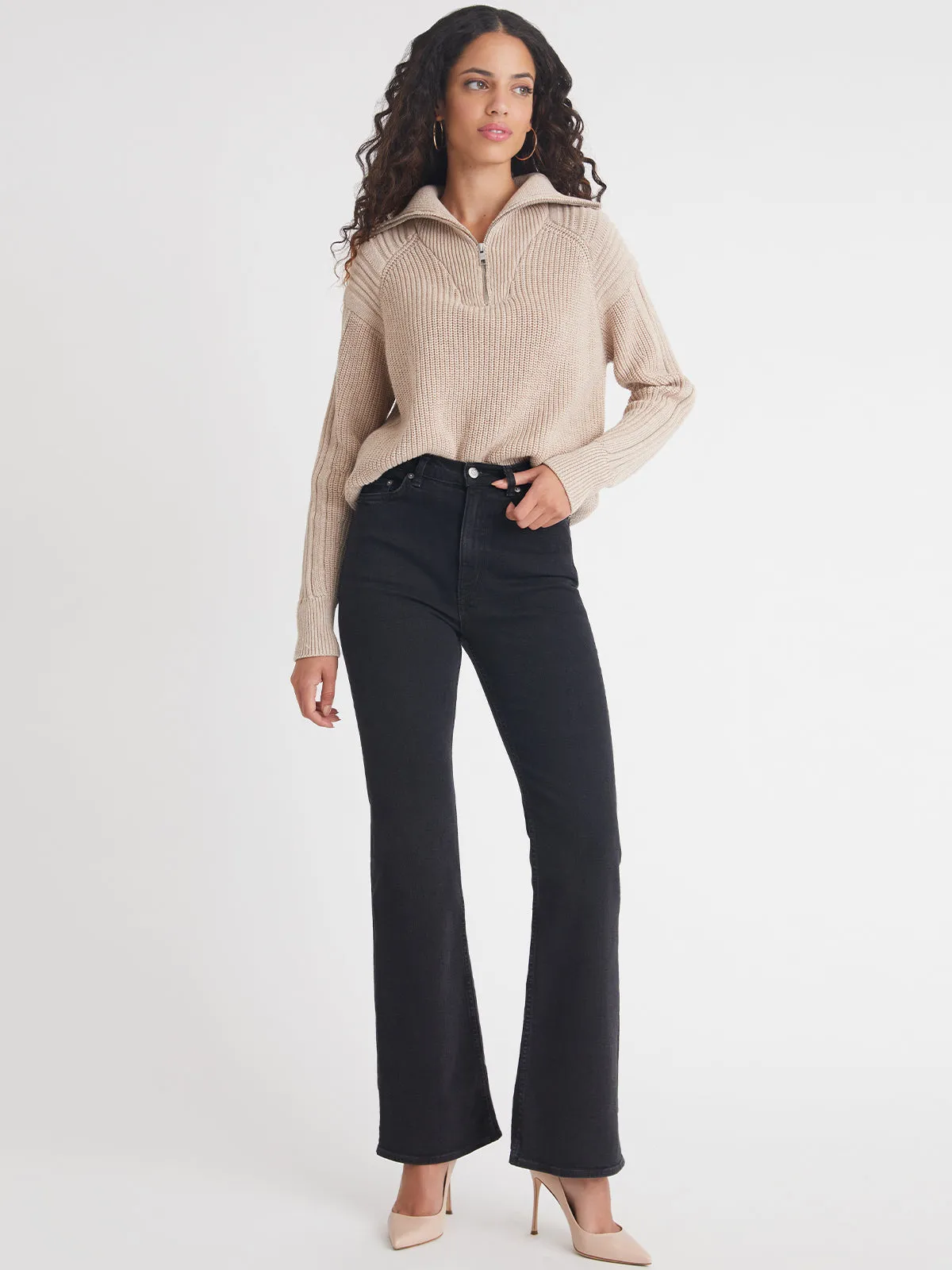 Nina: 100% Cotton 3/4 Zip Sweater sold by 525 America product image thumbnail 5