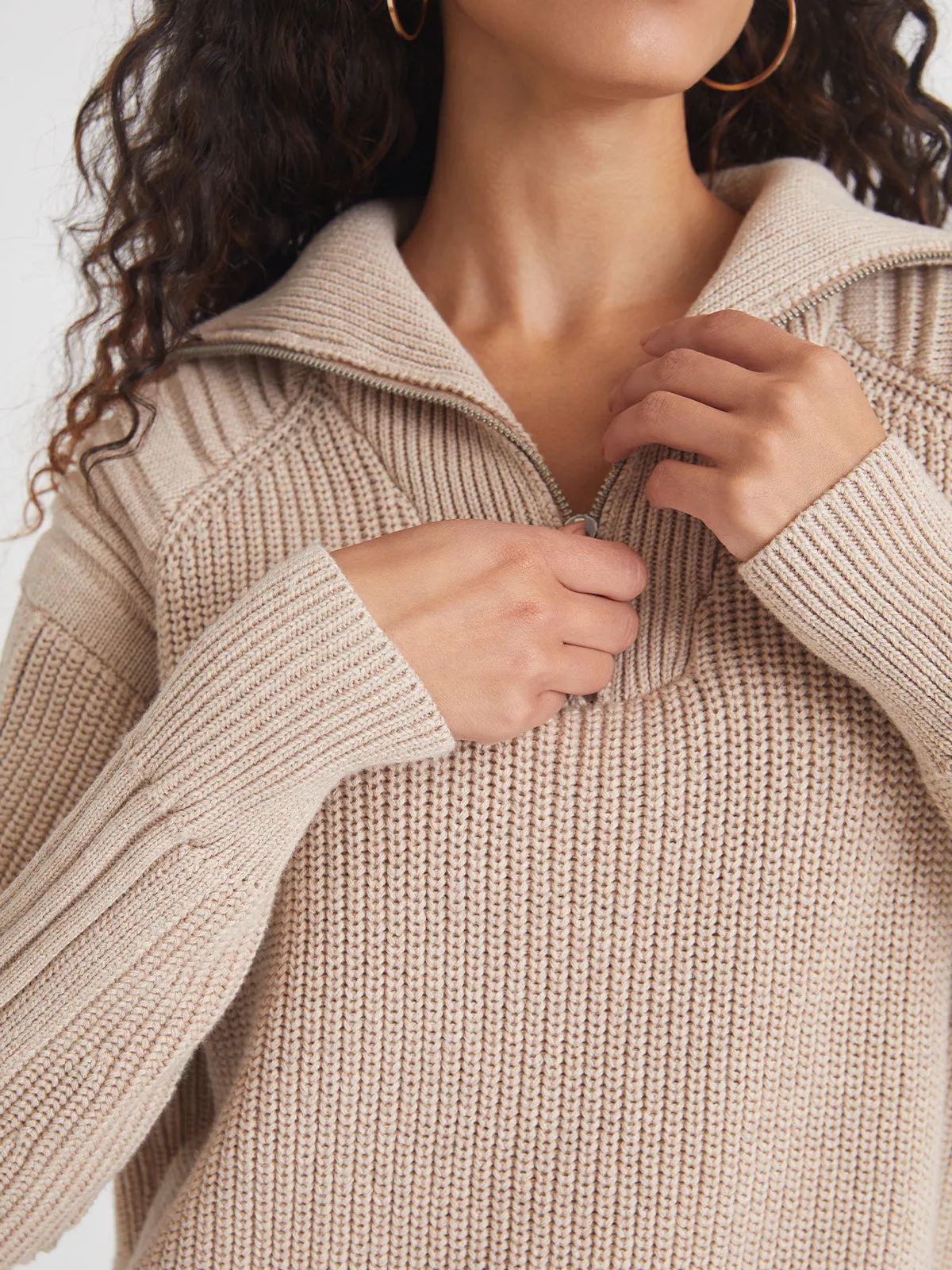 Nina: 100% Cotton 3/4 Zip Sweater sold by 525 America product image thumbnail 4