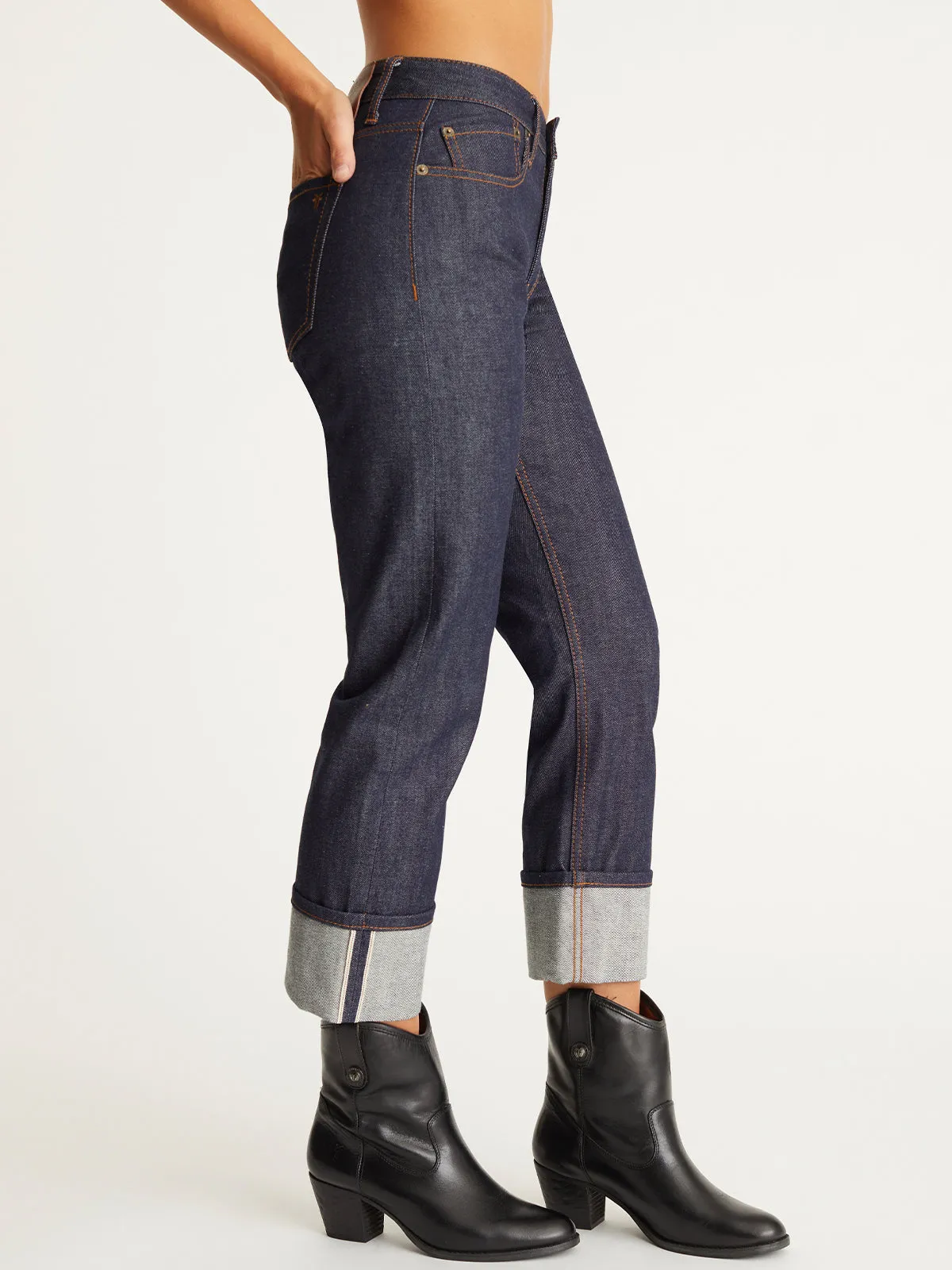 Raw Selvage Mid Rise Relaxed Straight Jeans sold by 525 America product image thumbnail 3