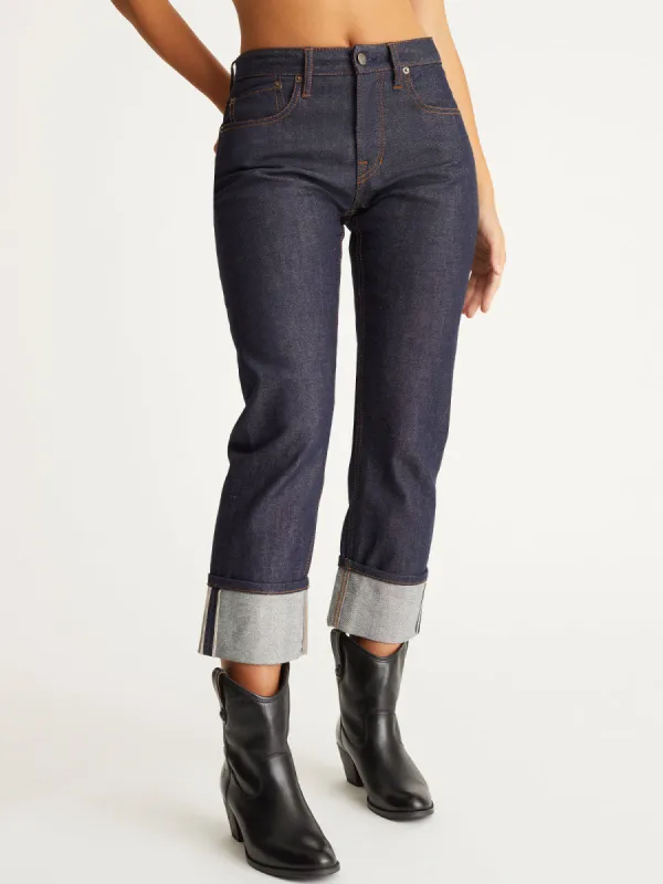 Raw Selvage Mid Rise Relaxed Straight Jeans sold by 525 America