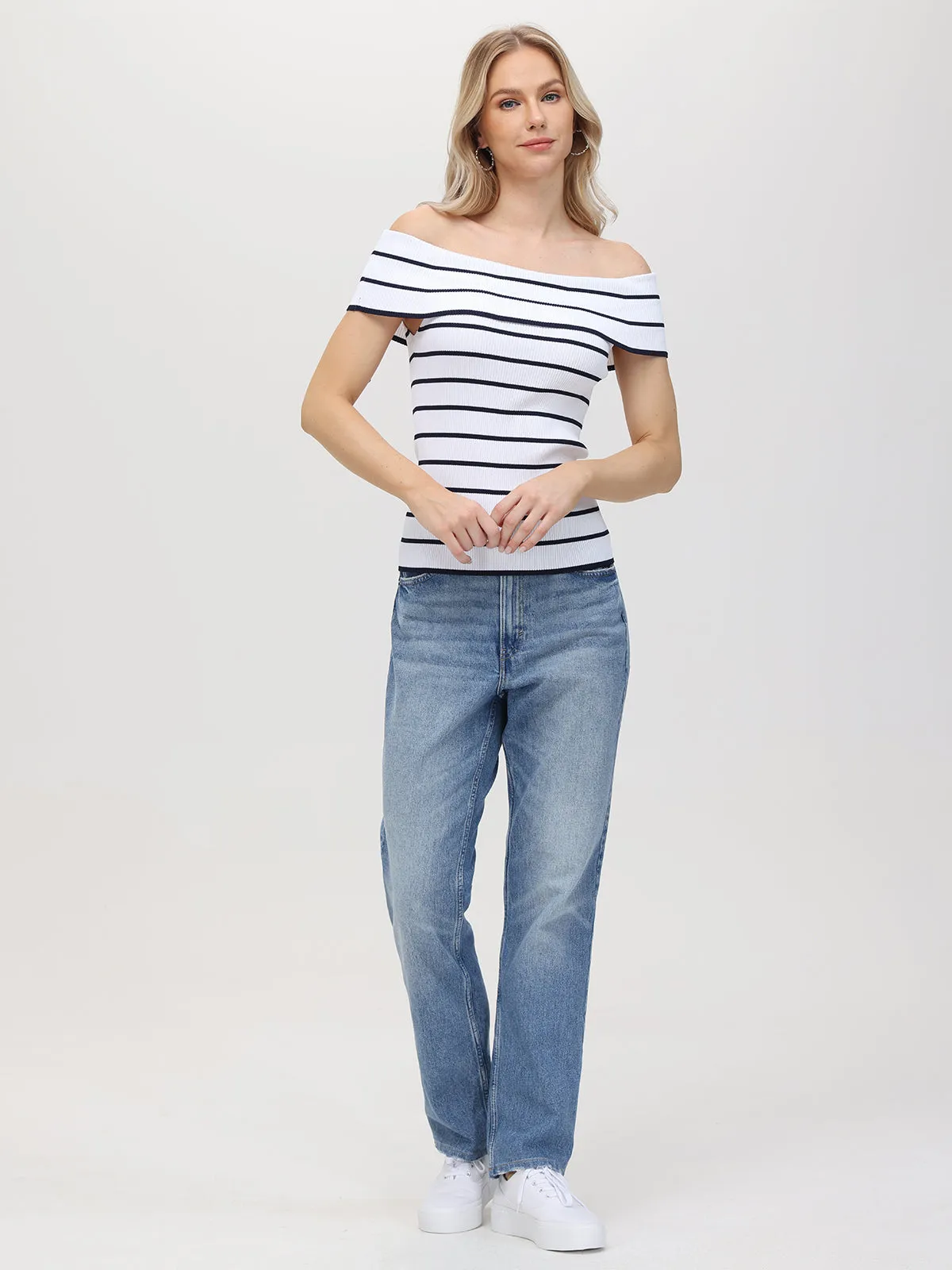 Essie: Stripe Off Shoulder Top sold by 525 America product image thumbnail 5