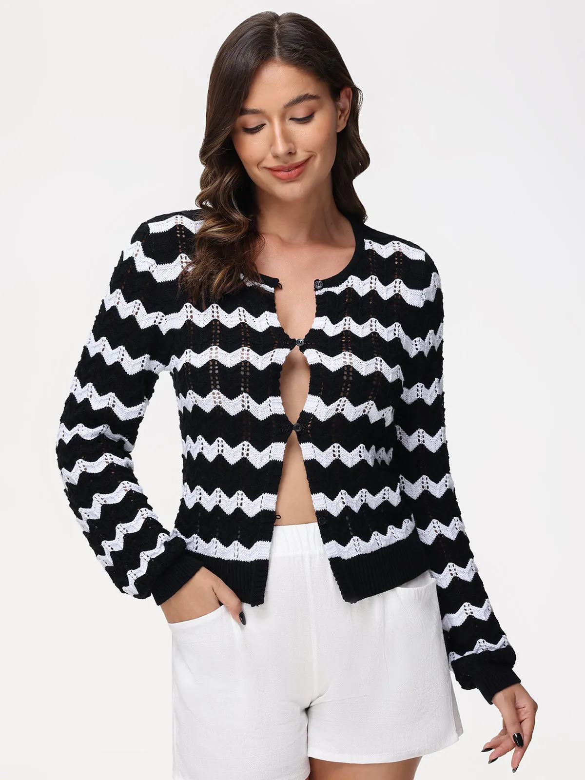 Ashley: Chevron Button Down Cardigan sold by 525 America