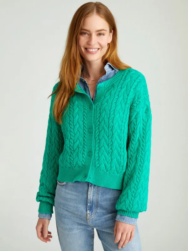 Brooke: Cable Cardigan sold by 525 America