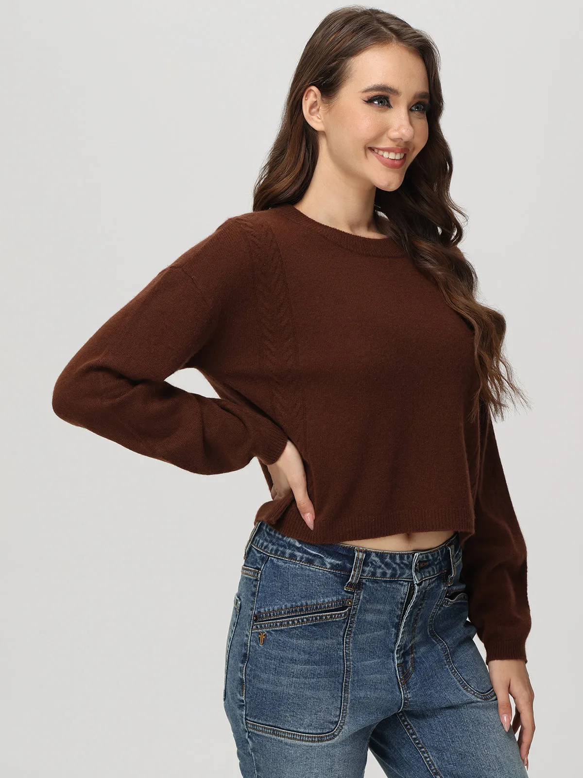Cashmere Cable Crewneck Pullover sold by 525 America product image thumbnail 3