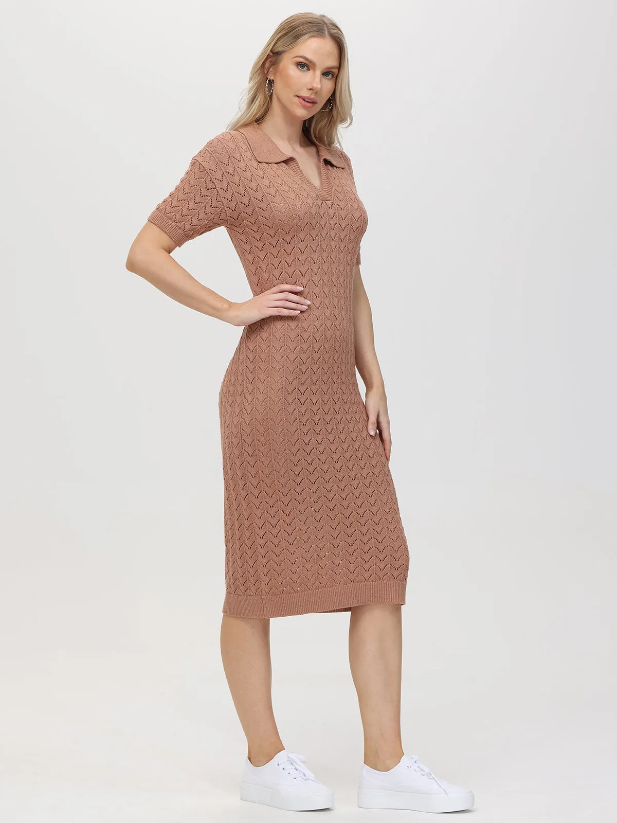Iris: Pointelle Polo Midi Dress sold by 525 America product image thumbnail 4