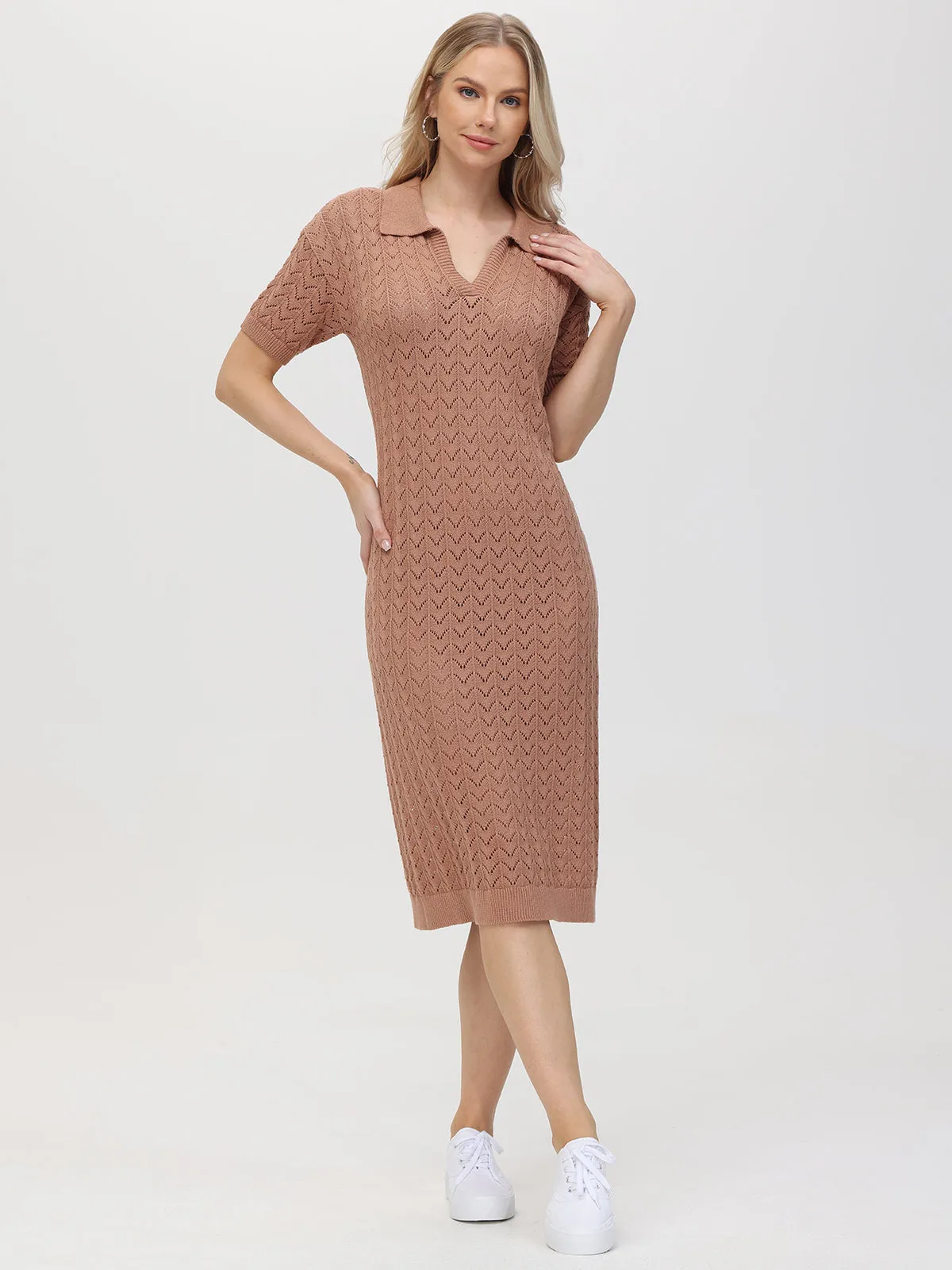 Iris: Pointelle Polo Midi Dress sold by 525 America