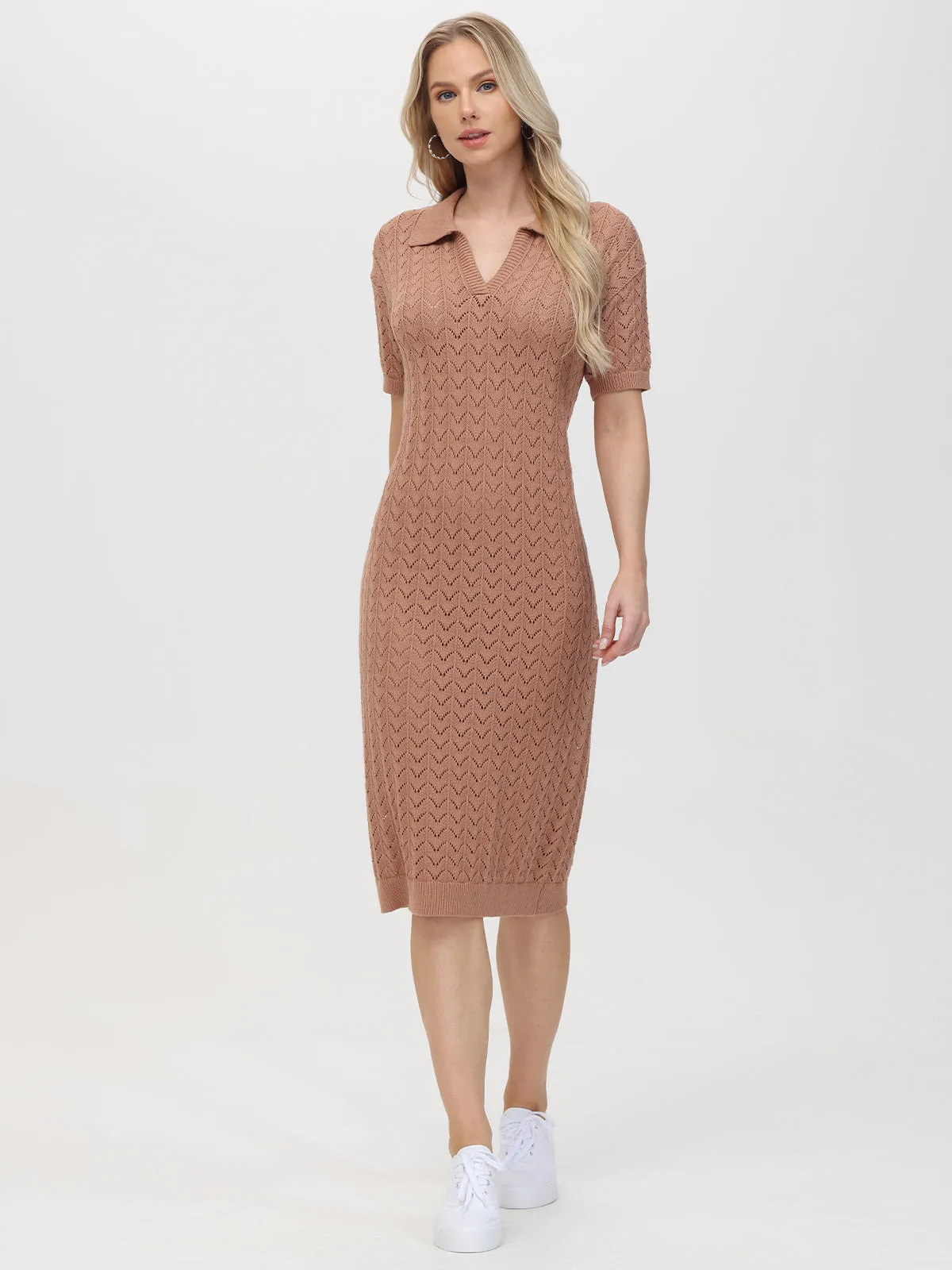 Iris: Pointelle Polo Midi Dress sold by 525 America product image thumbnail 3
