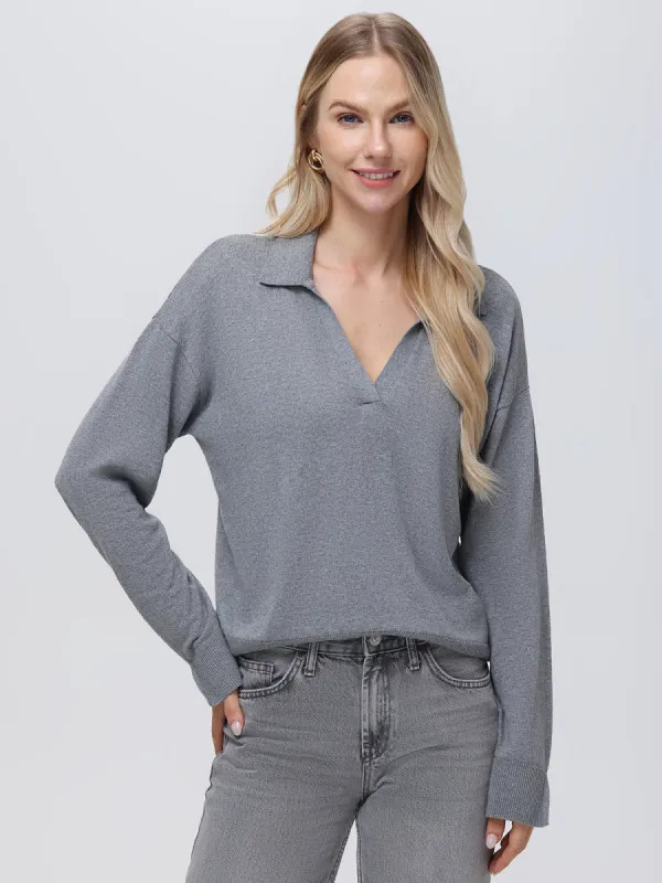 Maddi: 100% Cotton V-Neck Collar Pullover sold by 525 America