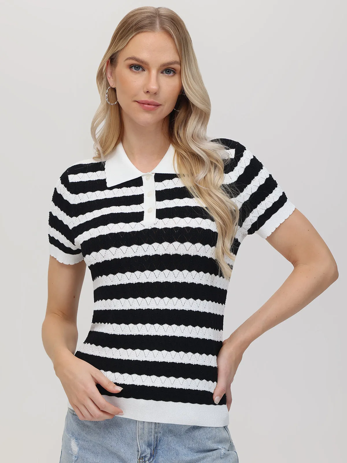 Lucille: Stripe Polo Sweater sold by 525 America