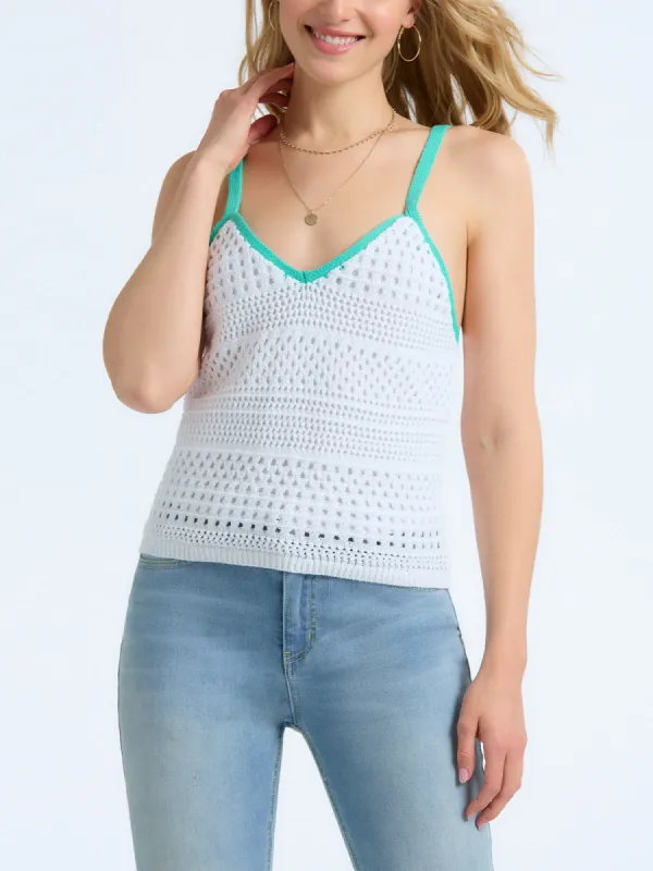 Samantha: 100% Cotton Crochet Tank sold by 525 America