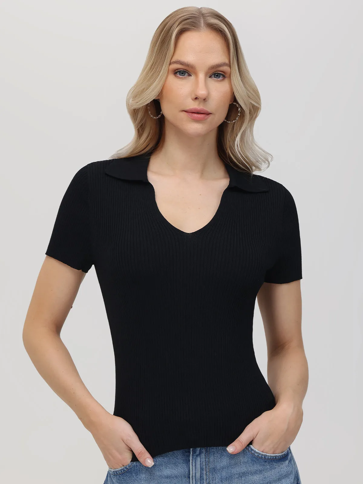 Penelope: V-Neck Polo Pullover sold by 525 America