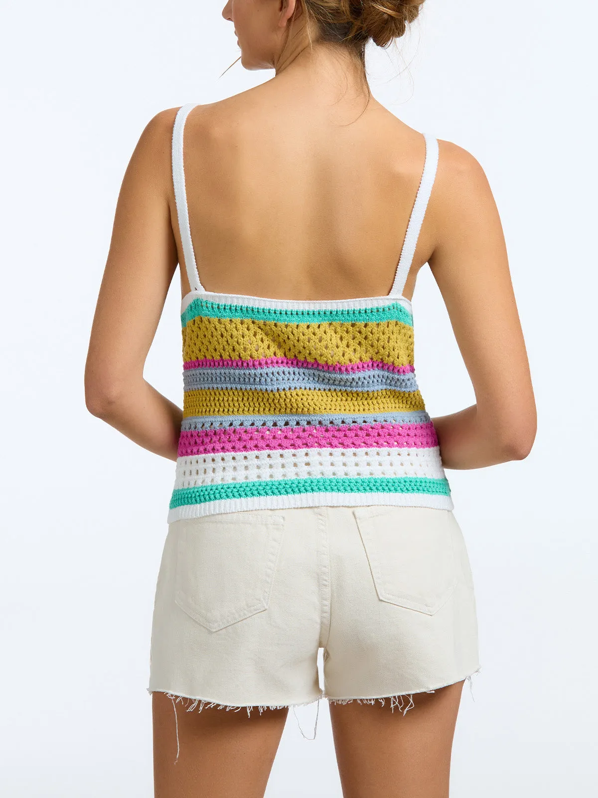 Samantha: 100% Cotton Stripe Crochet Tank sold by 525 America product image thumbnail 2