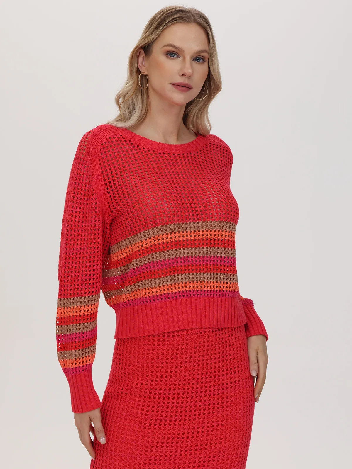 Vienna: 100% Cotton Stripe Pointelle Pullover sold by 525 America product image thumbnail 3