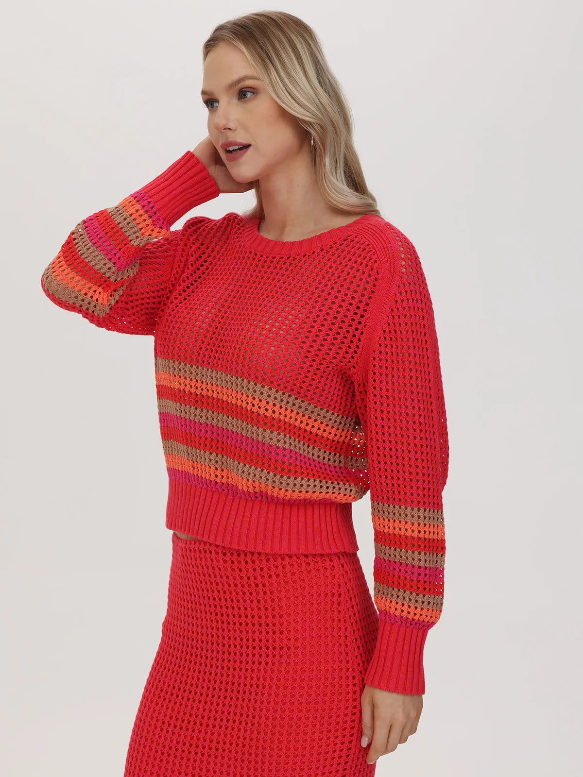 Vienna: 100% Cotton Stripe Pointelle Pullover sold by 525 America product image thumbnail 4