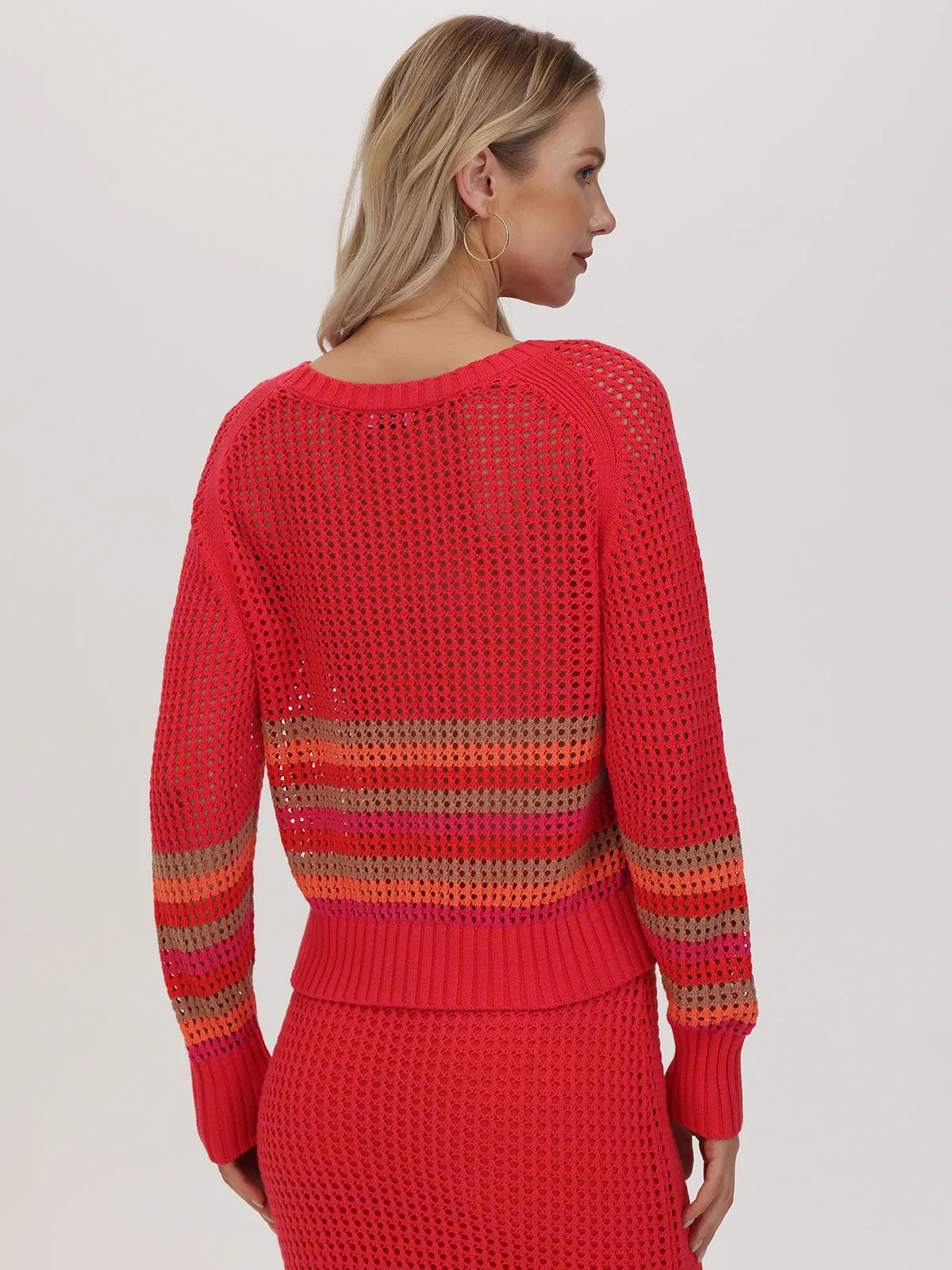 Vienna: 100% Cotton Stripe Pointelle Pullover sold by 525 America product image thumbnail 2