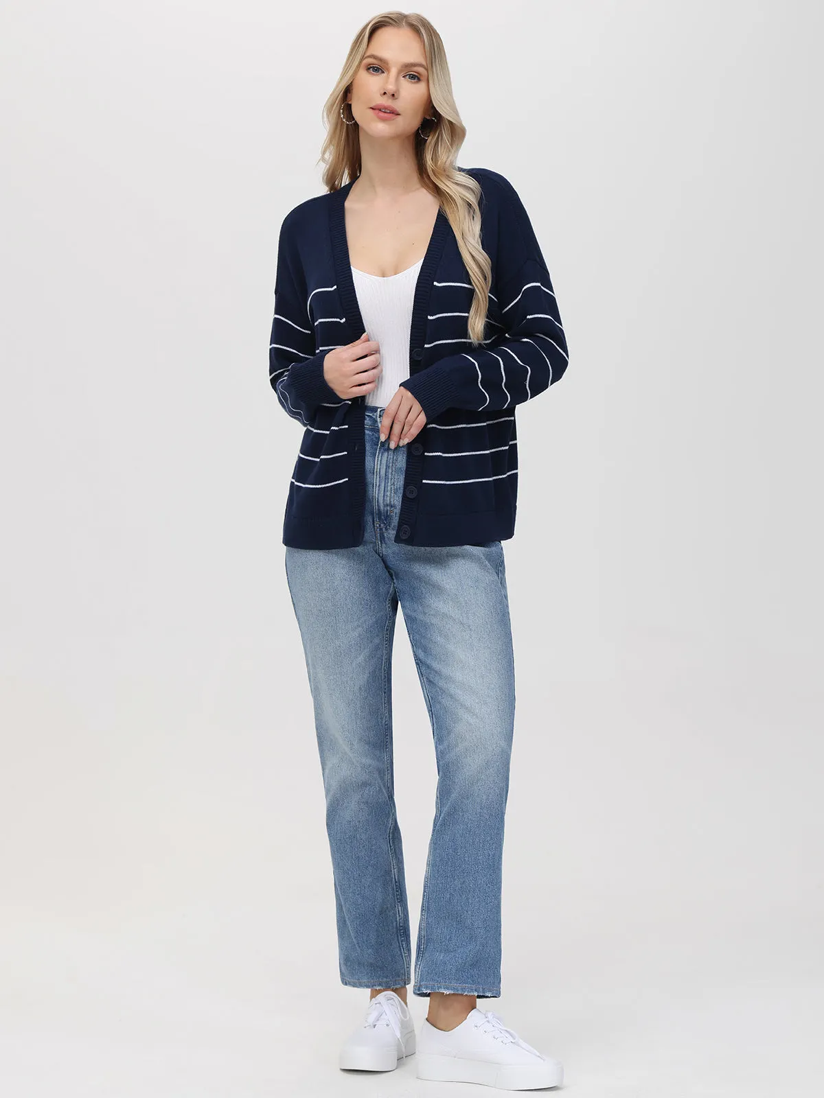Sarah: Relaxed Stripe Cardigan sold by 525 America product image thumbnail 5