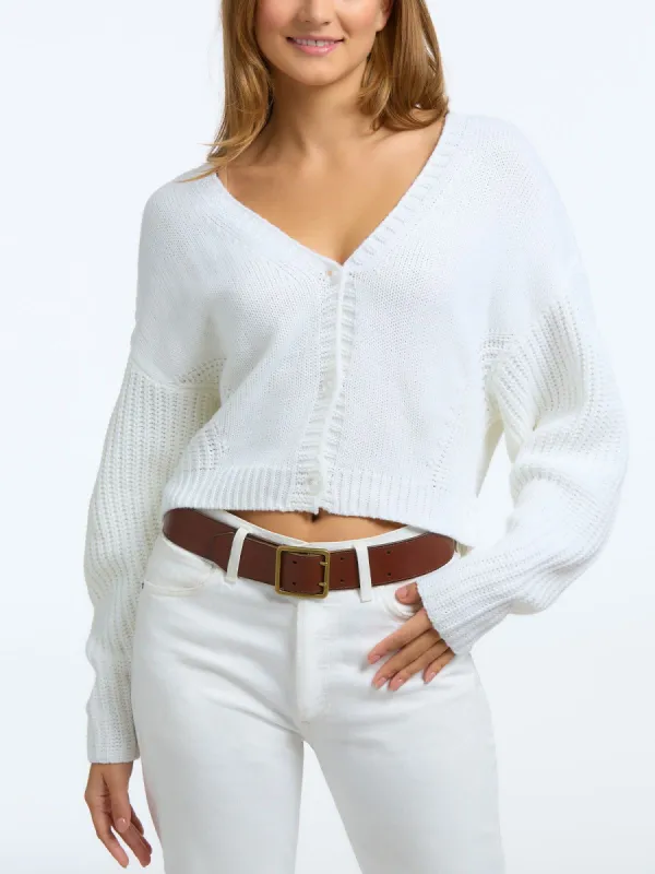 The Harper: Acrylic V-Neck Cardigan made by 525 America
